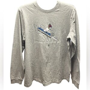 L.L. Bean Gray Long Sleeve Tee with Skiing Graphic